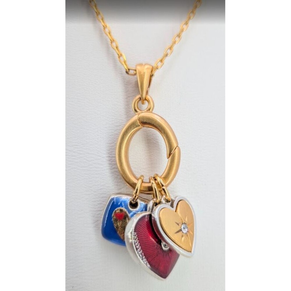 Brighton One Heart Necklace JM7687 Gold Silver Blue Red Enamel Crystal 16-19in - Picture 2 of 14
